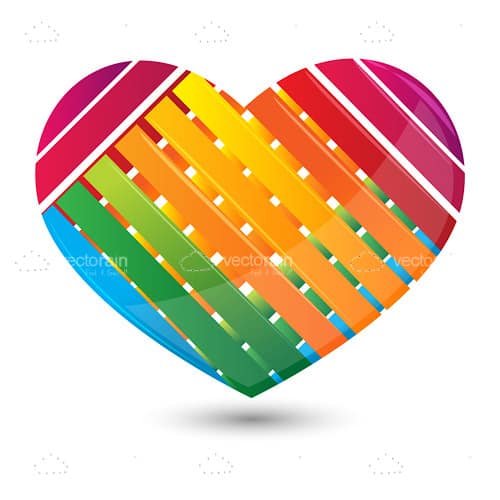 Heart with Multicoloured Stripes in Wicker Pattern